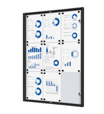 Bacheca per interni - con ante battenti -  9 fogli A4 - cornice nera - verticale - Showdown