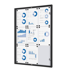Bacheca per interni - con ante battenti -  9 fogli A4 - cornice nera - verticale - Showdown