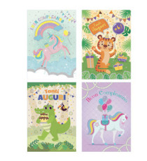 Biglietto Compleanno bambini - fantasie assortite - Rex Sadoch