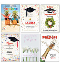 Biglietto Laurea/Pensione - con glitter - fantasie assortite - Rex Sadoch