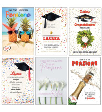 Biglietto Laurea/Pensione - con glitter - fantasie assortite - Rex Sadoch