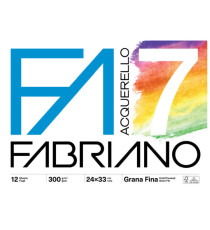 Blocco acquerello F7 - 24 x 33cm - 12 fogli - 300gr - grana fine - Fabriano