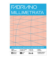 Blocco carta millimetrata - 21 x 29,7 cm - A4 - 10 fogli - 80gr - Fabriano