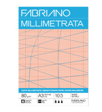 Blocco carta millimetrata - A3 - 29,7 x 42 cm - 10 fogli - 80gr - Fabriano