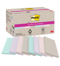 Blocco foglietti Post-it SuperSticky - 622R-SS8COL - 75 x 127 mm - carta riciclata - assortiti - 70 fogli - Post-it - co