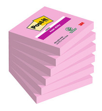 Blocco Post-it Super Sticky - 654-6SS-PNK - 76 x 76 mm - rosa - 90 fogli - Post-it - conf. 6 pezzi