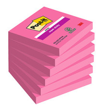 Blocco Post-it Super Sticky - 654-6SS-PPNK - 76 x 76 mm - rosa power - 90 fogli - Post-it - conf. 6 pezzi