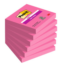Blocco Post-it Super Sticky - 654-6SS-PPNK - 76 x 76 mm - rosa power - 90 fogli - Post-it - conf. 6 pezzi