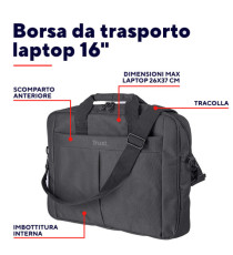 Borsa - per laptop - fino a 16 - Nero - Primo -Trust