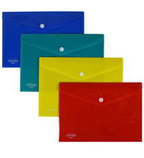 Busta con bottone - PP - 23,9 x 16,9 cm - colori assortiti - Plastibor