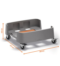 Carrello quadrato per bidoni DURABIN da 90L - 4 ruote - 39 × 16,5 × 41,5 cm - rPP - Durable