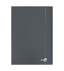 Cartella 3 lembi con elastico - A4 - dorso piatto - grigio scuro - BM