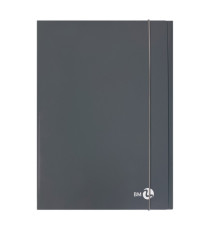 Cartella 3 lembi con elastico - A4 - dorso piatto - grigio scuro - BM