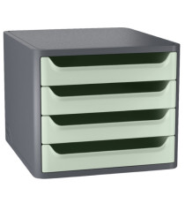 Cassettiera 1400 First - 4 cassetti - 28,8 x 34,6 x23,4 cm - grigio\verde salvia - Cep