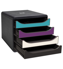 Cassettiera Big Box 4 -linea Titane - 34,7 x27,8 x 26,7 cm - 4 cassetti - colori assortiti - Exacompta