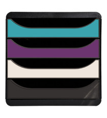 Cassettiera Big Box 4 -linea Titane - 34,7 x27,8 x 26,7 cm - 4 cassetti - colori assortiti - Exacompta