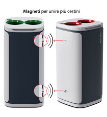 Cestino gettacarte Wastee - per raccolta differenziata - 60 L - Rosso/metallo - Kobra