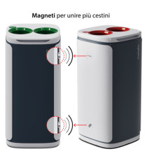 Cestino gettacarte Wastee - per raccolta differenziata - 60 L - Rosso/metallo - Kobra