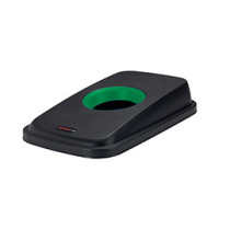 Coperchio per cestino SELECTO - con foro - nero/verde - Rotho