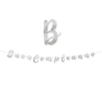 Festone Buon compleanno - in cartoncino - argento - Big Party