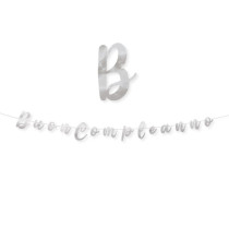 Festone Buon compleanno - in cartoncino - argento - Big Party