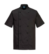 Giacca cuoco Kent - maniche corte - taglia M - nero - Portwest