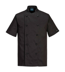 Giacca cuoco Kent - maniche corte - taglia XXL - nero - Portwest