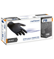 Guanti in nitrile R78 - senza polvere - taglia L - nero - Reflexx - conf. 100 pezzi