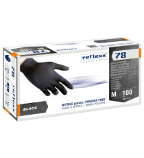 Guanti in nitrile R78 - senza polvere - taglia M - nero - Reflexx - conf. 100 pezzi