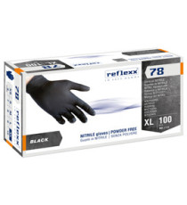 Guanti in nitrile R78 - senza polvere - taglia XL - nero - Reflexx - conf. 100 pezzi