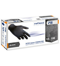 Guanti in nitrile R78 - senza polvere - taglia XS - nero - Reflexx - conf. 100 pezzi