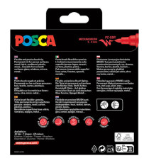 Marcatore a base d'acqua Uni Posca PC5MBR - punta brush 1.0 - 4.0mm - colori assortiti  - Uni Mitsubishi - conf. 8 pezzi