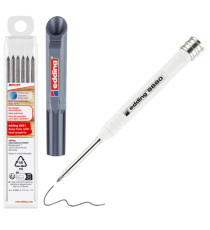 Matita da costruzione per fori profondi 8880-8881 – grafite – 2,8 mm – incluso set 6 mine – Edding