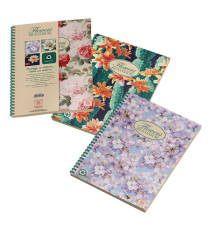 Maxiquaderno Nature Flowers - spiralato sul lato lungo - microperforato - 4 fori - A4 - 80 gr - 120 fogli - 5mm - Pigna