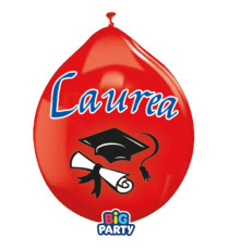 Palloncino - diametro 26 cm - lattice - Laurea - Big Party - conf. 10 pezzi