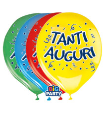 Palloncino - diametro 30 cm - lattice - Tanti auguri - conf. 8 pezzi