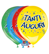 Palloncino - diametro 30 cm - lattice - Tanti auguri - conf. 8 pezzi