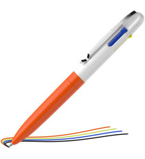 Penna a sfera Take 4 - punta media - 4 colori - fusto arancione fluo - Schneider