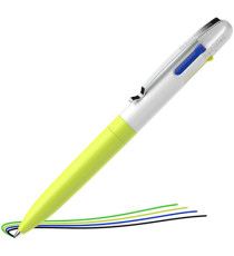 Penna a sfera Take 4 - punta media - 4 colori - fusto giallo fluo - Schneider