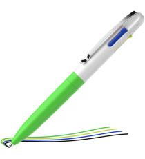 Penna a sfera Take 4 - punta media - 4 colori - fusto verde fluo - Schneider