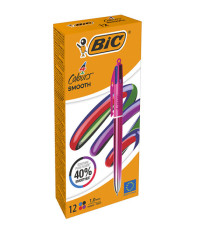 Penna sfera a scatto 4 Colori Smooth - 1.0 mm - fusto rosa - Bic - conf. 12 pezzi