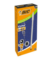 Penna sfera Cristal Glacè - 1.0 mm - inchiostro nero - fusto argento - Bic - conf. 20 pezzi
