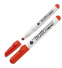 Pennarello Tratto Memo - a secco - per lavagne cancellabili - punta a scalpello - tratto 6,5mm - rosso  - Tratto