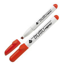 Pennarello Tratto Memo - a secco - per lavagne cancellabili - punta a scalpello - tratto 6,5mm - rosso  - Tratto
