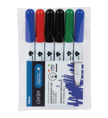 Pennarello Tratto Memo - a secco - per lavagne cancellabili - punta conica - tratto 2,5mm - astuccio 6 colori - Tratto