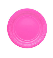 Piatti piani Ecocolor - Ø18cm - biodegradabile - fucsia - Big Party - conf. 25 pezzi