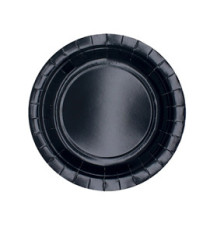 Piatti piani Ecocolor - Ø18cm - biodegradabile - nero - Big Party - conf. 25 pezzi