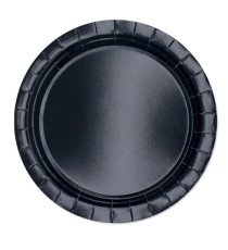 Piatti piani Ecocolor - Ø24cm - biodegradabile - nero - Big Party - conf. 25 pezzi