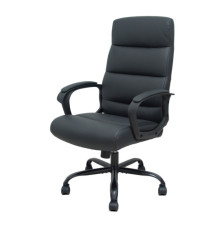 Poltrona direzionale Opti545 - con braccioli fissi e schenale alto - ecopelle - nero - Piqueras y Crespo