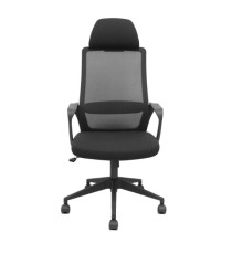 Poltrona direzionale Pro534 - con braccioli  e poggiatesta fissi - tessuto - nero - Piqueras y Crespo